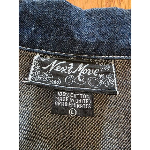 Vintage Next Move Western Denim Jacket With Fringe & Studs 90s - Picture 6 of 12